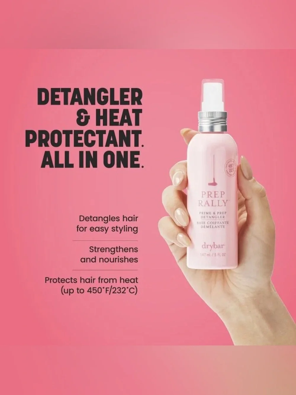 Drybar Prep Rally Detangler & Heat Protectant Spray - Pink